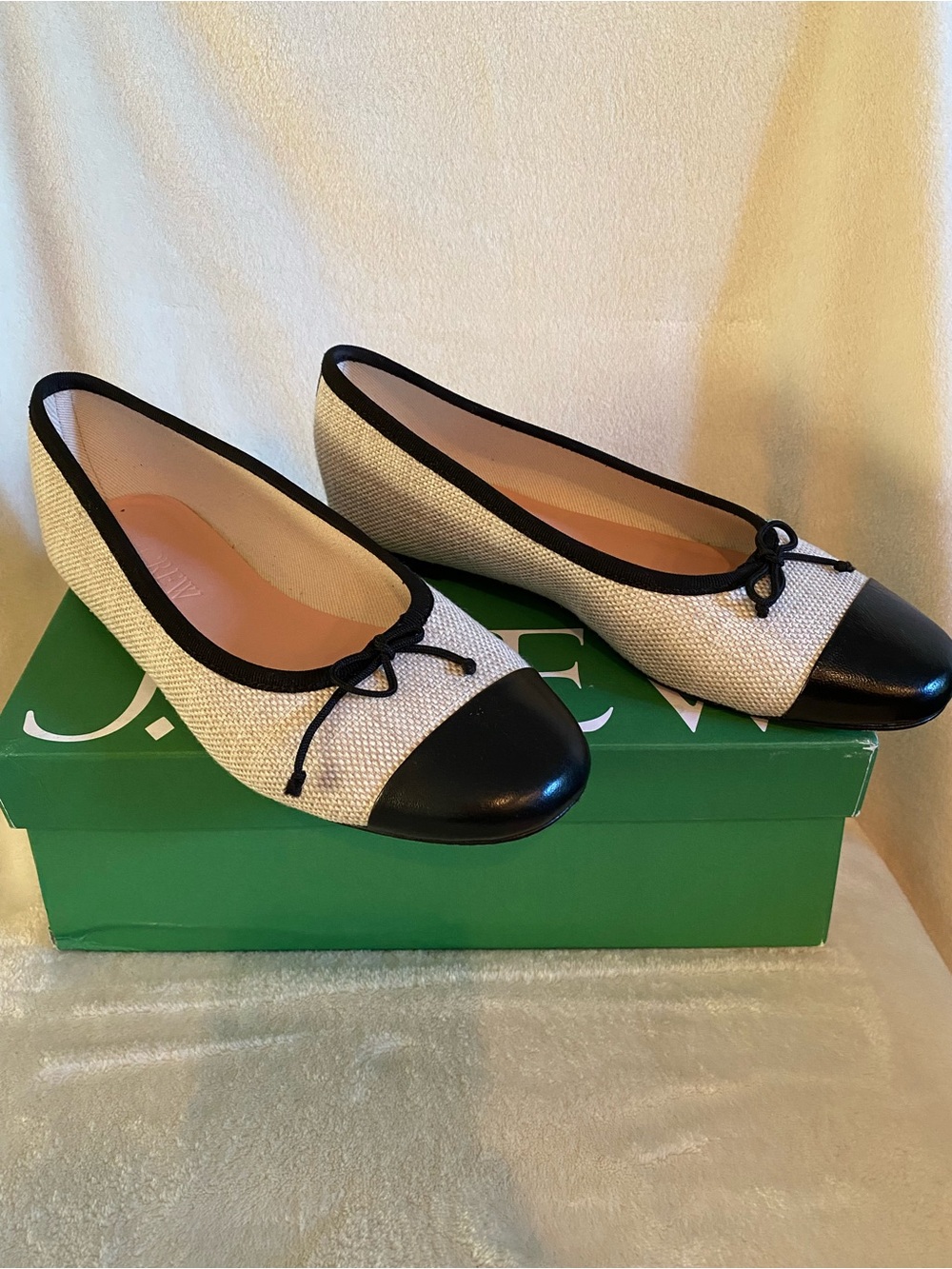 J. Crew Two-Tone Black and Cream Ballet Flats